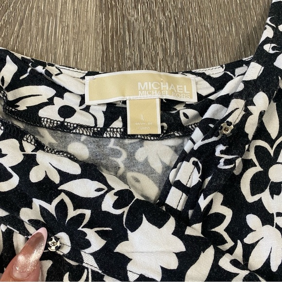 MICHAEL KORS Chain Link Straps Floral Sweatheart Peplum Wrap Blouse Womens Large - Picture 2 of 10